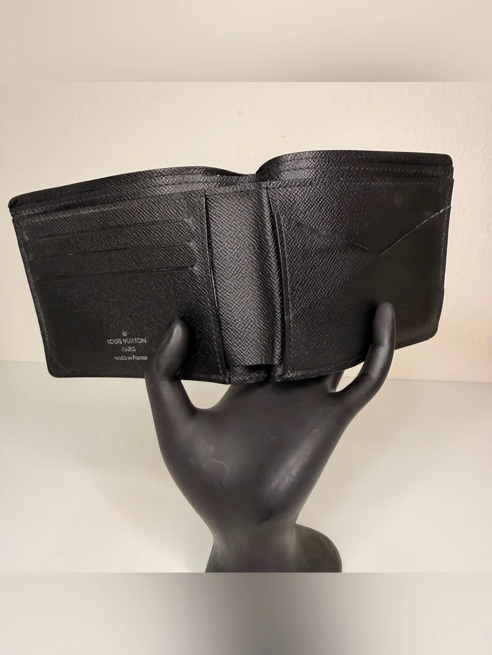Authentic Louis Vuitton Black Epi Leather Bi-Fold Wallet